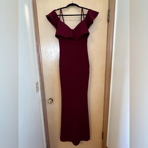 Elegant Burgundy Off-Shoulder Dress